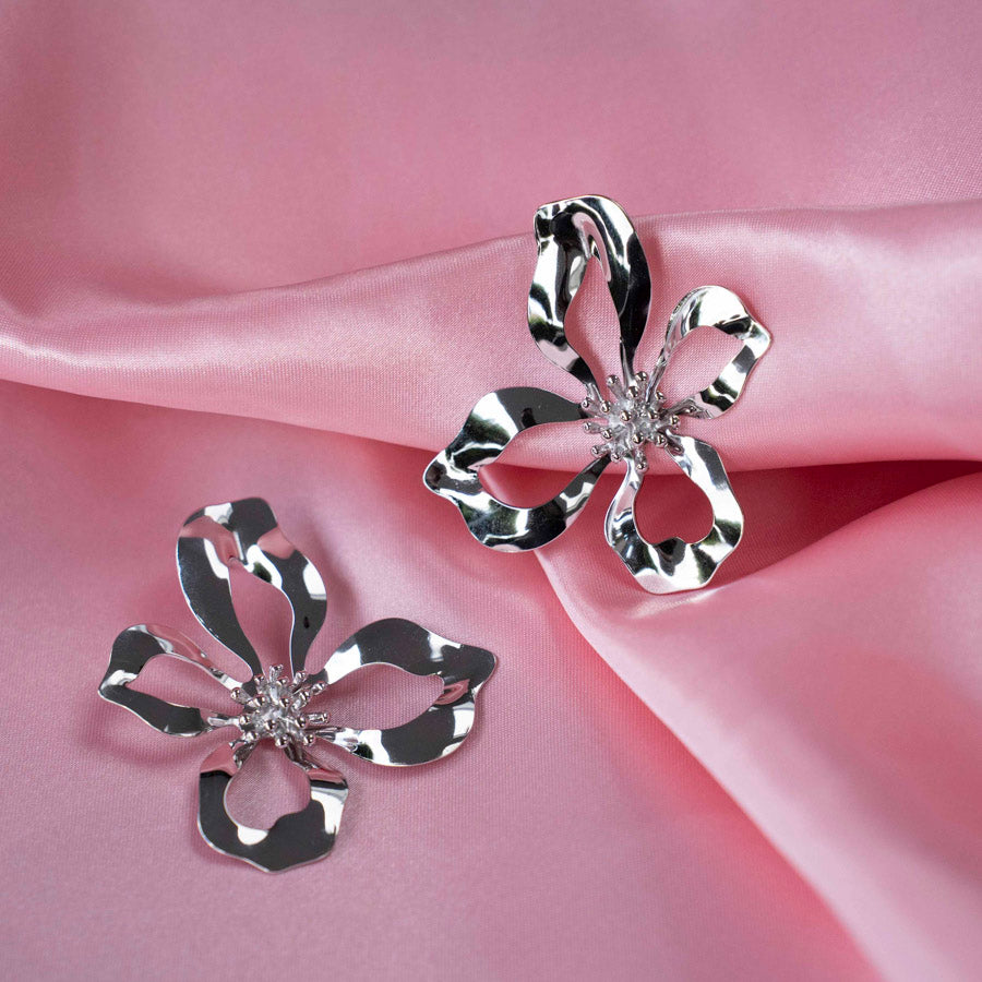 Grote zilveren oorbellen gemaakt van stainless steel