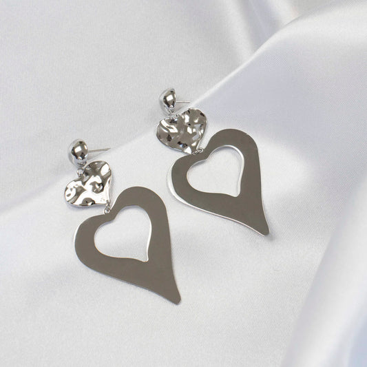 Hartvormige oorbellen in het zilver