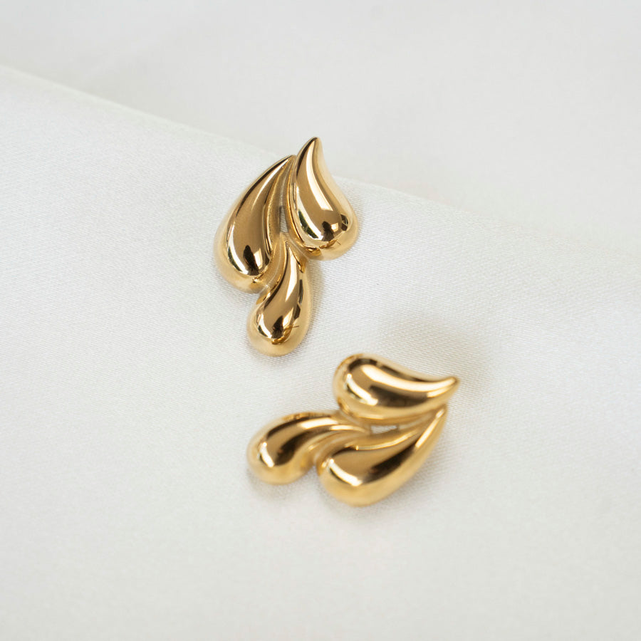 Gouden oorstekers met 3 druppels, gemaakt van roestvrij staal, minimalistisch ontwerp